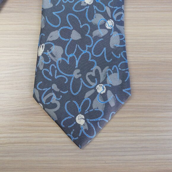 UNGARO Neck Tie‎ Mens Blue Floral Silk Flower Print Spring Formal Casual ITALY - Picture 5 of 10